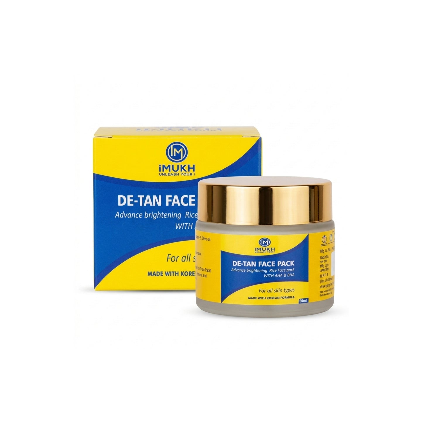 DE TAN RICE FACE PACK WITH AHA & BHA